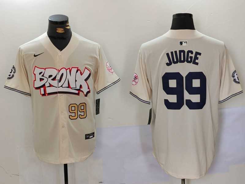 Mens New York Yankees #99 Aaron Judge Cream Limited Stitched Baseball Jerseys